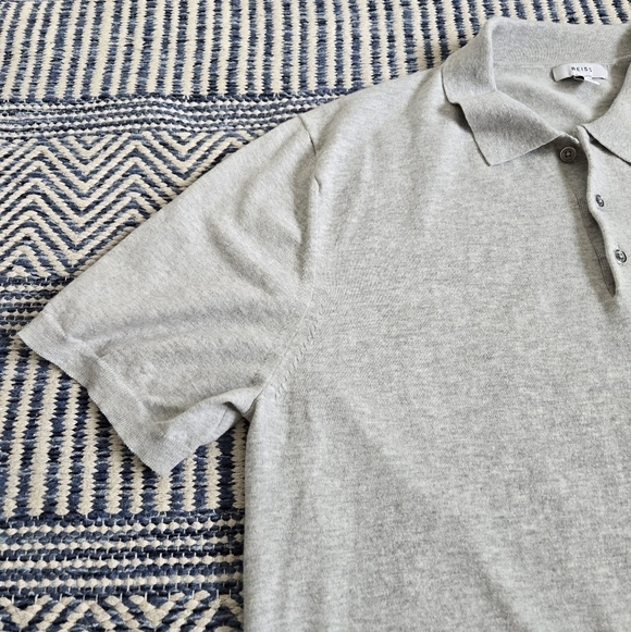 REISS Short Sleeve Popover Polo Shirt Casual Golf size XXL in Gray Color - Picture 12 of 15